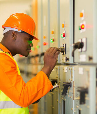 professional african american technician writing down machine setting data